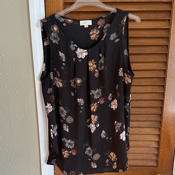 LOFT Tops - LOFT Black Floral Sleeveless Blouse
